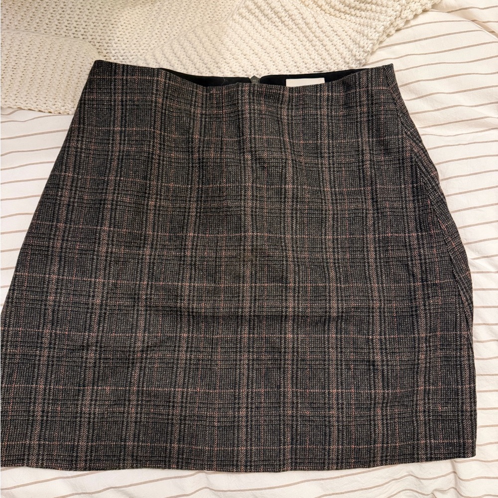 Wilfred brown/grey Plaid Pencil Skirt with Pink Accents